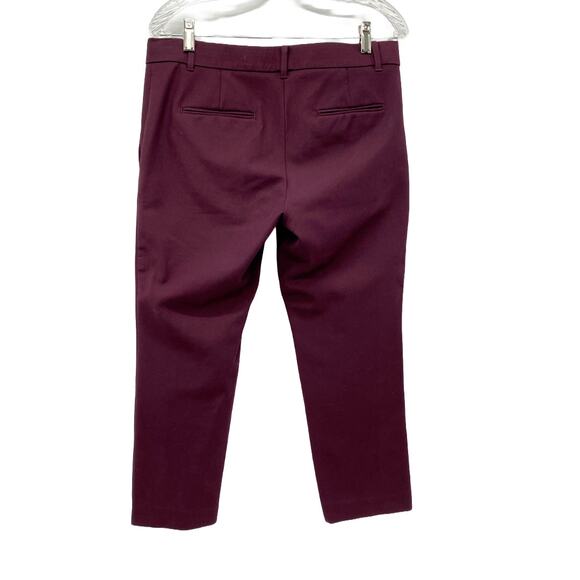 Ann Taylor Petite Ankle Pants Size 6P Burgundy Button Hem Slim Work Career - Picture 2 of 12